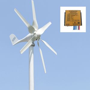 Home Marine Wind Generator 12V 24V 48V 800W Énergie alternative gratuite Moulin à vent avec contrôleur hybride MPPT 6 lames