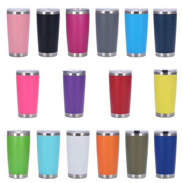 Accueil tasses Personnalisable 20 oz Coloré Tasses À Café En Acier Inoxydable Tasse De Voiture Grande Capacité Double Couche Sports Tasse Voyage MugAvec couvercle LT140