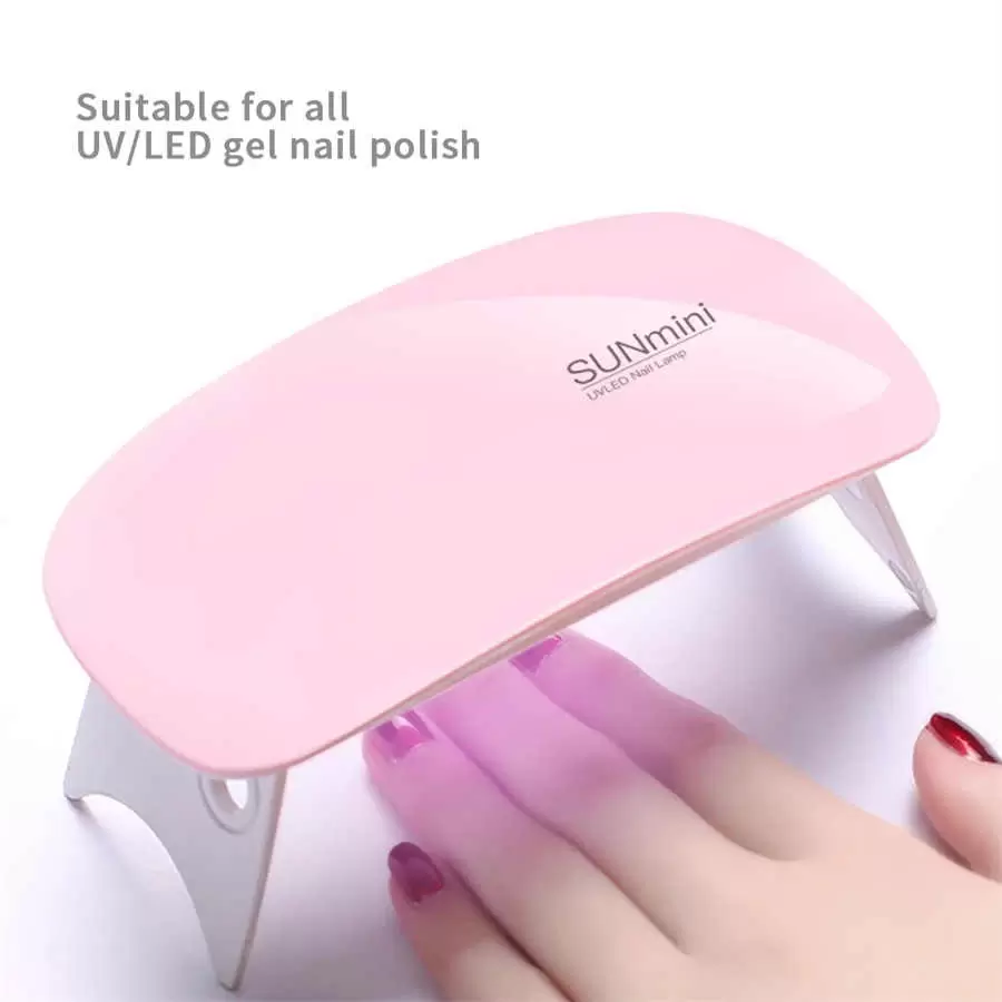 Mini UV LED Nail Lamp - Portable 6W Dryer for Fingernails, USB Interface, Home Use - White/Pink