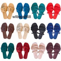 Home Oran Paris Slippers L ketting open teen sandalen neuspool rubber slipper dames mannen zomer dieptepunten hiel platte designer schoenen