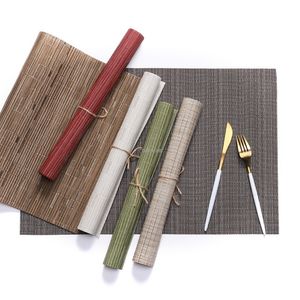 Accueil Table à manger en PVC napperons antidérapants grain de bambou tapis de Table maison tapis de Table tampons décoration de la maison