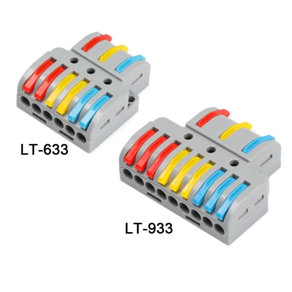 Accueil Connecteur de fil rapide PCT SPL Câble universel Connexion Push-In Conductor Terminal Bloc Light Splitter électrique LT-633 933