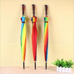 Home Rainbow Umbrella Volwassene lange handel regenachtige rechte handgreep paraplu geschenken regen lang handvat 120 stcs/lot T2I417