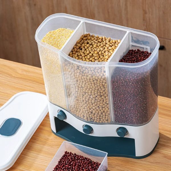 Boîte de rangement de riz scellé à la maison Conteneur de céréales monté sur céréales Drifter Dispensateur Grain Storage Bot de rangement de cuisine Organisateur