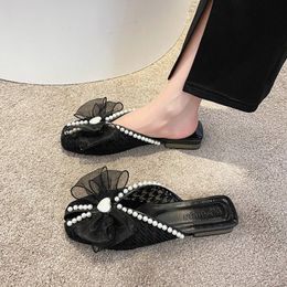 Home Shoes Baotou Half Slippers Dames Summer Outing Wear Fashion Bow Flat Rok Lazy Mueller Shoes Fashion Comfortable Flats 230814