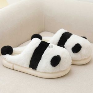 Thuis Schoenen Schattige Panda Winter Fuzzy Warm Dier Kawaii Pluizige Slipper Indoor Outdoor Voor Vrouwen Meisjes YQ240122