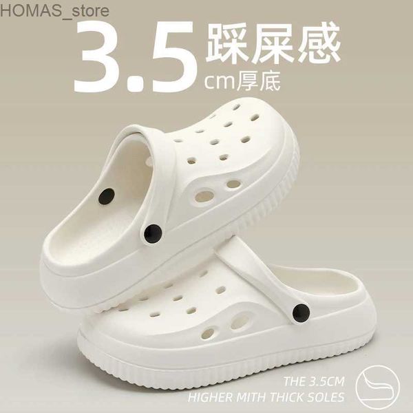 zapatos para el hogar QYCKABY Zuecos Sandalias Hombres Mujeres Parejas Zapatos de jardín Verano Diapositivas al aire libre Negro Blanco Minimalismo EVA Goma Zapatos de playa exteriores Y240401