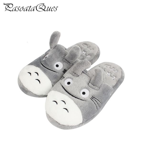 Zapatos para el hogar Totoro lindo gato dibujante animal mujeres/hombres parejas zapatillas para casa para la casa interior dormitorio pisos calientes calientes zapatos de invierno 230814