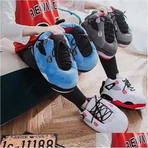 Home Shoes unisex sneaker slippers winter warme één maat past alle pluche huis pluizige indoor glijbanen EU 35-44 drop levering tuin slijtage dhlck