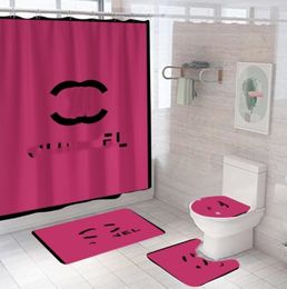 Cortinas de ducha para el hogar, estilo europeo, cortinas de baño con doble letra, alfombrillas antideslizantes estampadas a la moda, accesorios de baño