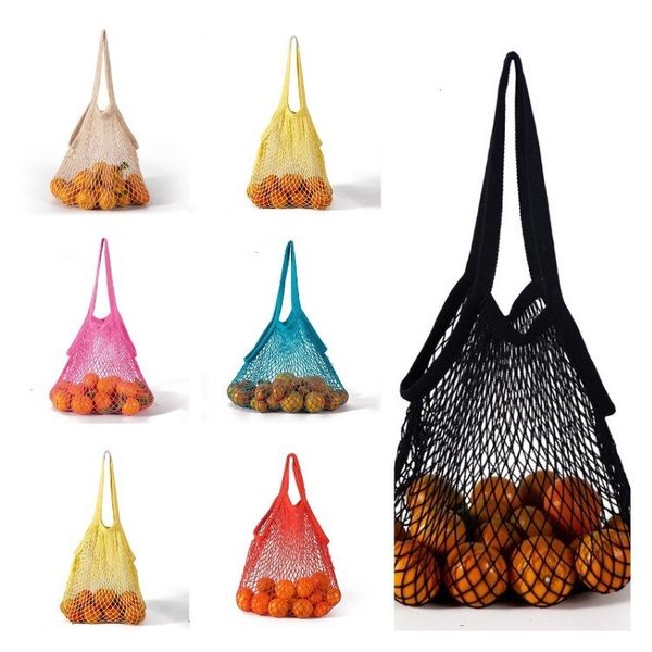 Bolsas de almacenamiento para el hogar Bolsa de compras reutilizable Frutas Verduras Bolsa de compras Shopper Tote Mesh Net Tejido de algodón Totes de mano A B estilo T2I52177