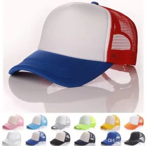 Home Summer Trucker Caps Adult Mesh Caps Blank Trucker hoeden Snapback hoeden vrouwen en mentoddler cap feestmutsen 23 kleuren