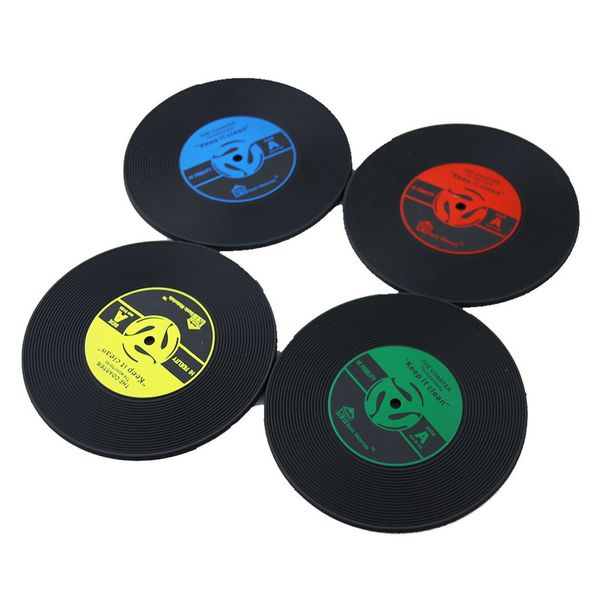 Tapete de mesa para el hogar, decoración creativa, mantel individual para bebidas de café, posavasos para bebidas con discos de vinilo Retro giratorio, 4 colores