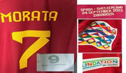 Textile de maison 2022 Match porté joueur numéro Morata Jersey Torres Asensio Ansu Fati Iniesta Xavi Gavi Koke Pedri Carvajal Maillot Soc4398607