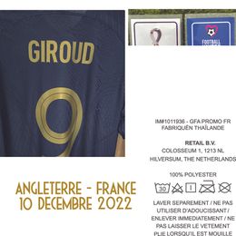 Thuis Textiel 2022 Match Worn Player Issue VS Angleterre Mbappe Dembele Rabiot BENZEMA GIROUD GIREZMANN Voetbal Patch Badge