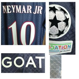 Home Textile 2022 Match Worn Player Issue Super Star Ligue 1 and UCL Maillot With Goat Sponsor Custom Name Number Soccer Patch Badge