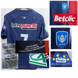 Home Textile 2024 Coupe de France Final Player Jersey Maillot Asensio Lee Kang in Kolo Muani Dembele Ramos French Cup Soccer Patch Badge