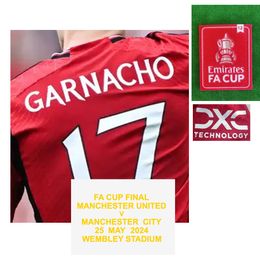 Home Textile 2024 FA CUP Final Jersey Maillot Garnacho Mainoo Maguire Varane avec badge de patch de football