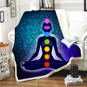 Thuis textiel 3d yoga chakra print kinderen warm bed fleece gooi deken voor reizen/banken/bed pasgeboren baby deken jongens geschenken