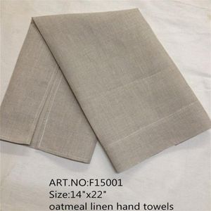 Textiles para el hogar Estilo clásico americano 12PCS / lote 14 x22 Bordes de costura color Avena Lino Toalla de mano hace que cualquier huésped se sienta 313M