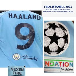 Home textile final Istanbul 2023 Rodri Haaland de Bruyne Foden Maillot Ther Transfert Iron sur Badge de patch de football
