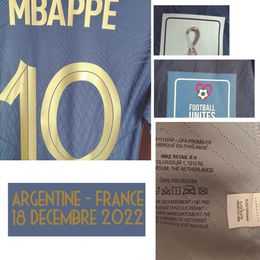 Home Textiel Laatste wedstrijd versleten spelersnummer Frankrijk versus Argentinië 2022 voetbal patch-badge