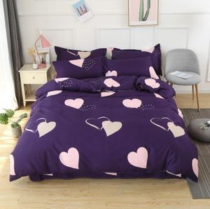 Maison textile coeur violet couette couvercle de plante motif de plante feuille de lit de lit d'oreiller girl gamin adulte lincet set roi queen bedlinen full17956739