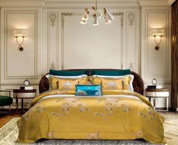 Home Textile King Hotel 4pcs gouden bruiloft luxe beddengoed set noble paleis koninklijke bed maat dekbedoverkap linerkleedcase vlekbed