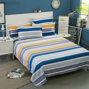 Textiles para el hogar, sábana de cama moderna con rayas coloridas, 100% de algodón, sábana plana con estampado de animales bonitos, línea de cama doble, tamaño King y Queen