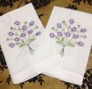 Thuis textiel wit linnen dames zakdoek handdoek 12pcs / lot 14x22 