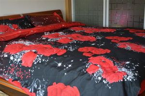 Textiles de maison housse de couette ensembles de taies d'oreiller ensembles de literie 3D impression numérique 3d rose rouge célébration de mariage hiver épais ensemble entier327x