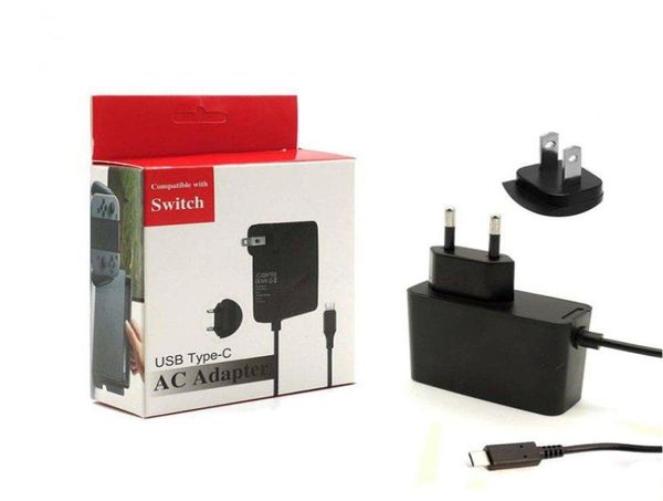 Home Travel Wall AC Adaptador Cargador Cargador de interruptor para Nintendo Switch NS Juego Adaptador 5V 24A US EU EU TIPO USB Tipo C Puerto de carga7252206