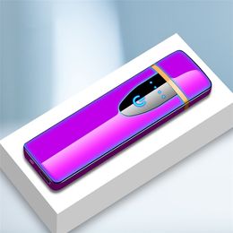 Home USB -oplaadbare aanstekers Elektronische lichtere vlamloze vlamloze aanraakloze touchscreenschakelaar kleurrijke winddichte lichter 9054