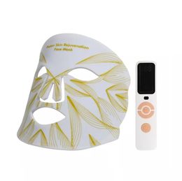 Uso en el hogar Rejuvenecimiento de la piel Silicona flexible Estiramiento facial inalámbrico Máscaras faciales Terapia de luz roja PDT Terapia de belleza 4 colores Máscara LED