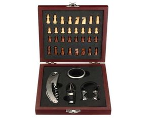 Visita en casa Cortador de papel de aluminio con la caja de regalos Vintage de corcho de ajedrez Conjunto de herramientas de vinos del juego de regalos Cork Accesorio T20075558642