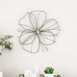 Decoración de pared para el hogar – Escultura de flores de alambre en capas metálicas – Acento colgante contemporáneo para sala de estar