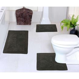 Home Weavers Collection Tapis de salle de bain réversibles 100 % coton, lavable, extra doux et absorbant, tapis de cuisine, ensemble de tapis de bain antidérapant, ensemble de 3 pièces avec
