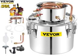 Inicio Máquinas para hacer vino VEVOR 50L Moonshine Destilador de alcohol con bomba de agua Cobre inoxidable DIY Brew Etanol Aceite esencial 2637762