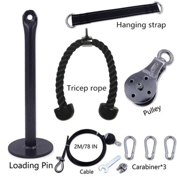 Accueil Entraînement Fitness Poulie Câble Système DIY Chargement Pin Levage Triceps Corde Machine Réglable Longueur Gym Sport Accessoires 188 X2