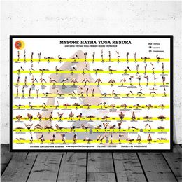 Home Workout Gym Yoga Ashtanga Chart Posture Toile saine PEINTURE PEINTURE ET IMPRESSE MAUR ART PATO