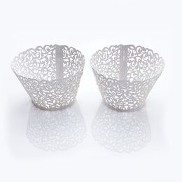 HomeBegin 50 -stks Little Vine Lace Laser Cut Cupcake Wrapper Liner Baking Cup voor bruiloft Verjaardag Kerstfeest Decoratie