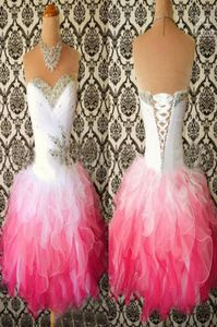 Homecoming -jurken 2017 Multi -kleuren Witte en roze Sweetheart Ball Jurk Korte Corset Party Dress kralen kristallen RUCHTING Goedkoop PR4913610
