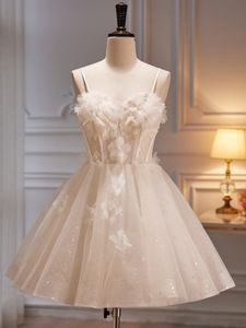 Homecoming -jurken Ivoor 2023 Korte baljurken Promjurken Lagen Tule Organza met applique -pailletten