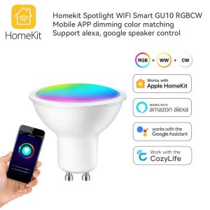 HomeKit Smart LED Lights Bulb Gu10 RGB + CW WiFi Spotlight Dimmable Colorful Lamp Cozylife App Control Voice for Siri Alexa Google