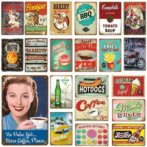 Zelfgemaakte taarten retro plaque ontbijt diner metalen tinnen borden café bar pub bakboard muur decor vintage voedselposter borden 20x30cm woo