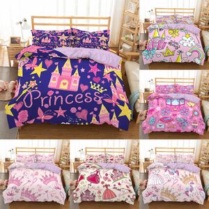 HomeKy Prinses Beddengoed Set Fairy Tale Castle Mooie Dekbedovertrek Kussensloop 2/3 Stks voor Meisjes Twin Single Maten 210615