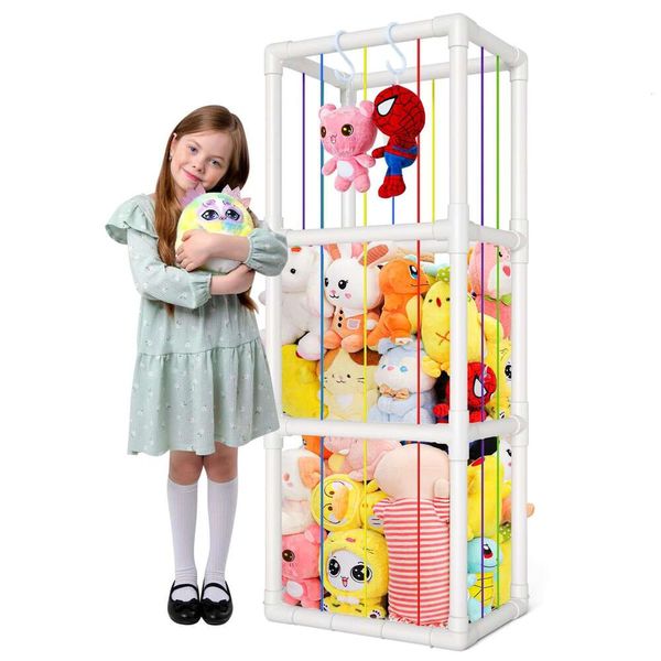 HOMEWIS Support pour animaux en peluche de zoo avec rangement de jouets de grande capacité, présentoir créatif de rangement en peluche, adapté aux salles de jeux de la maternelle, aux chambres et