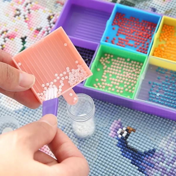Homfun 6 Grid Color Tray Palette Diamond Painting Tools Kits broderie Perge Point Cross Cross Stitch Accessoires de couture