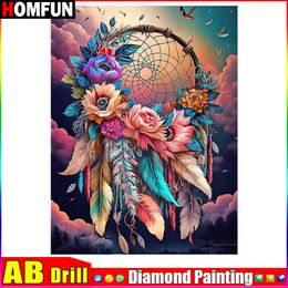 Homfun AB 5D Diamond Painting Full Square / Round "Scenery Flower Feather" Photo of Rhinestone DIY Diamond brodery Decory Decor