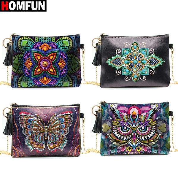 HOMFUN Diamant Peinture Chaîne Sacs Mandala 5D DIY Diamant Broderie En Forme Spéciale Portefeuille Femmes Cadeaux De Noël 201112